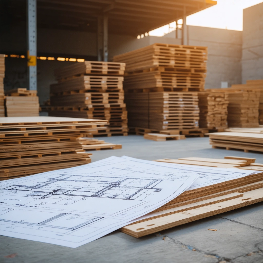 Organized material staging at a high end construction site